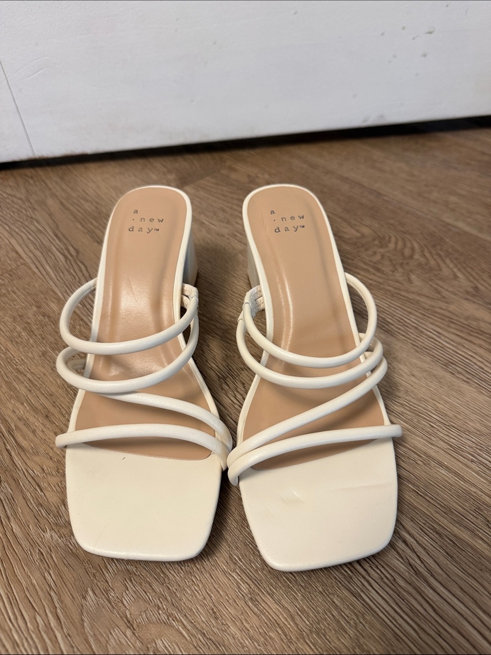 a new day White Multi-Strap Square Toe Slide Mules